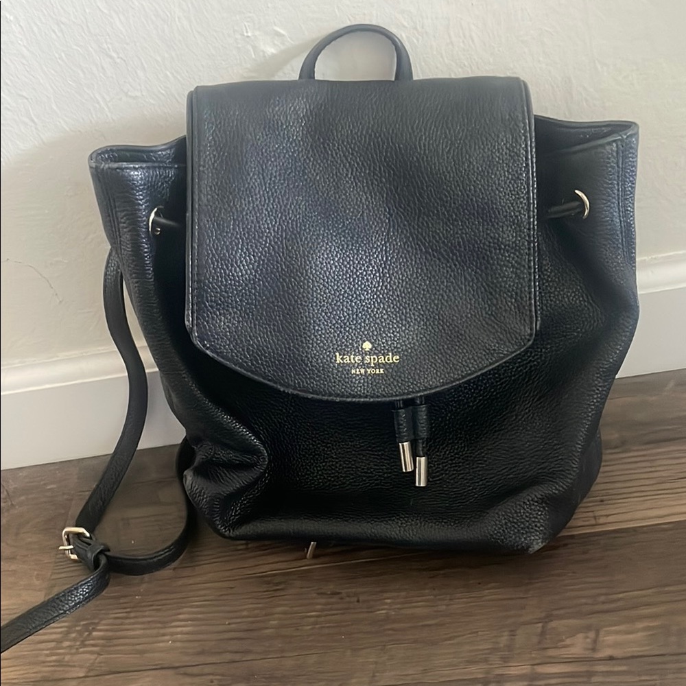 Kate Spade Black Leather Backpack